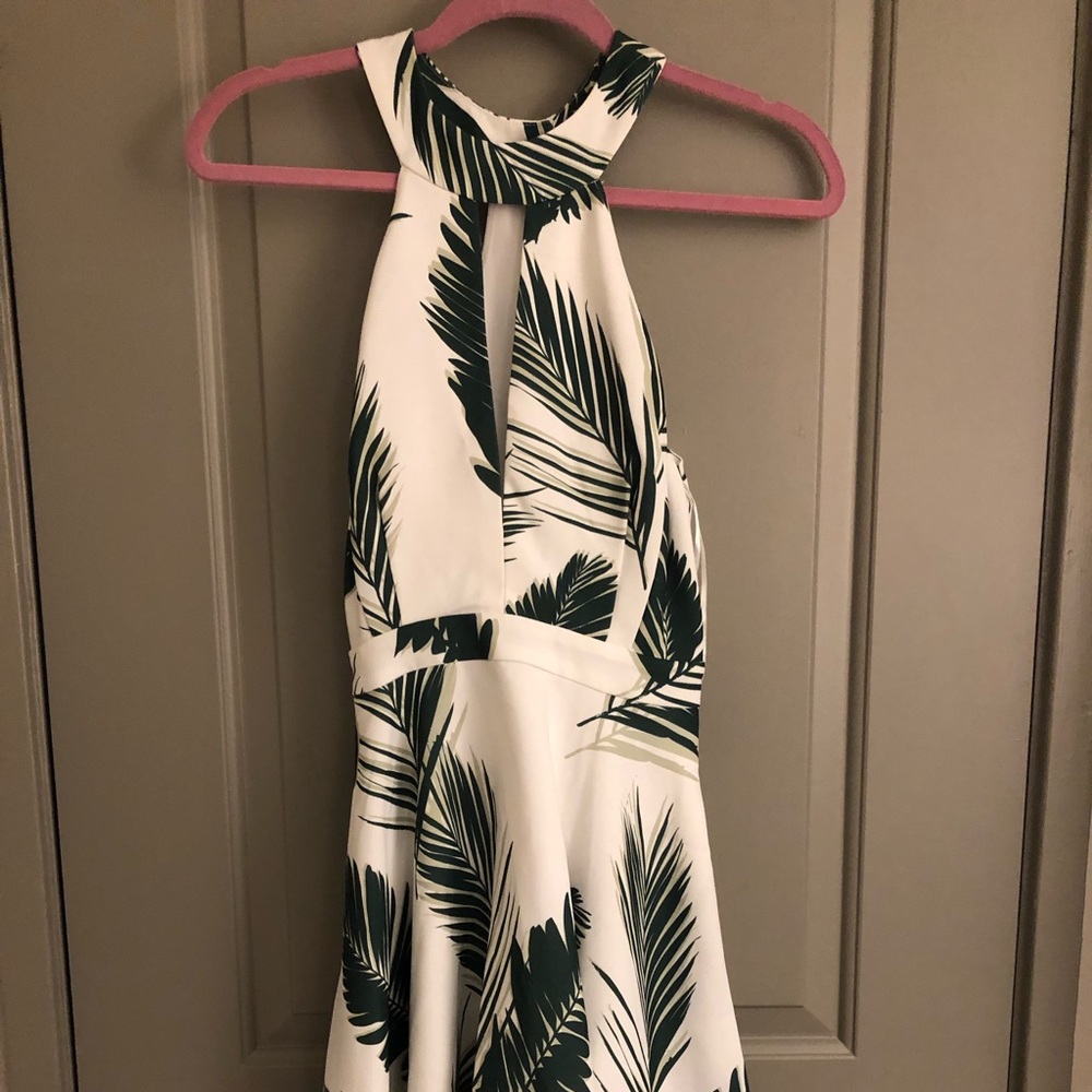 White and Green Tropical Dress